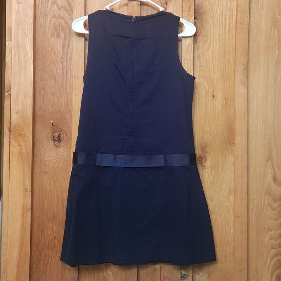 The Children’s Place Uniform Sleeveless Knee Length Bow Dress Size 16 Navy Blue - Picture 2 of 7